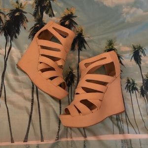 Strappy high wedges
